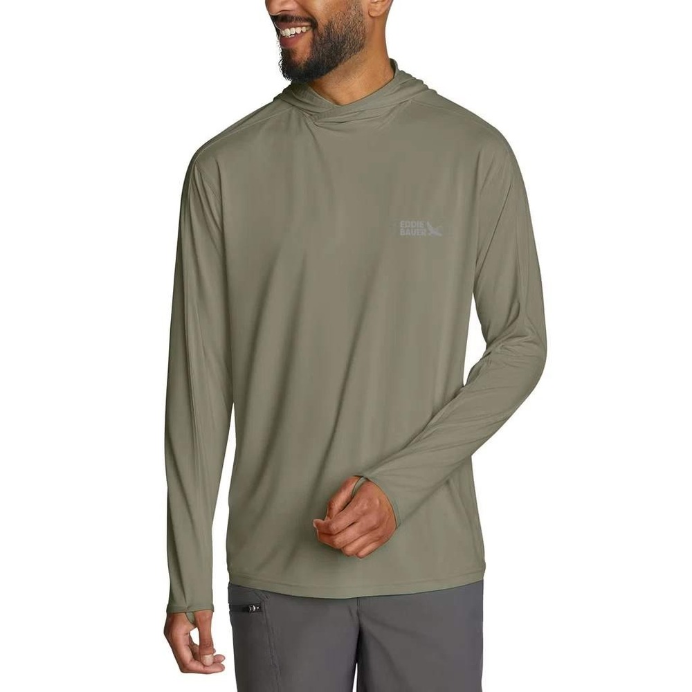 NWOT Eddie Bauer Sun Hoodie Men's Small Green Polyester Solarfoil Activewear